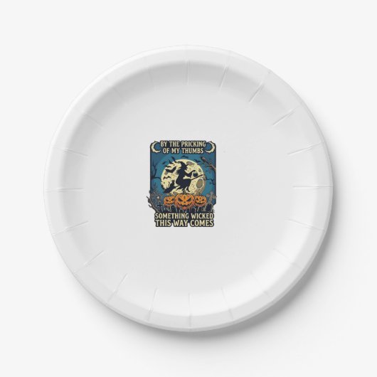 Etwas Böses kommt mit Hexen Halloween Kürbis Pappteller (Vorderseite)