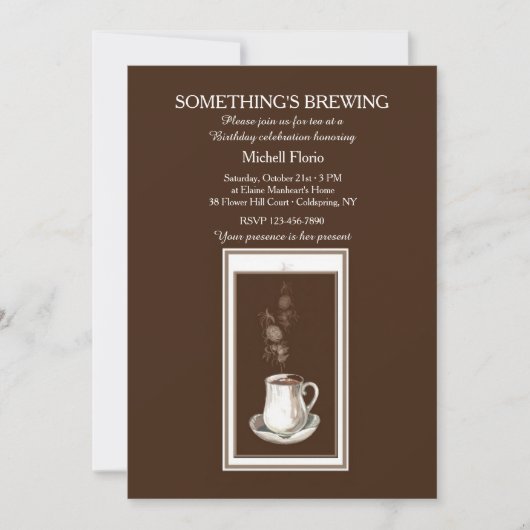 Etwas braut sich zusammen Tee- (oder Kaffee-) Part Einladung (Vorderseite)