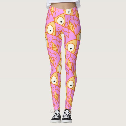 Etwas Fisches! niedlicher künstlerischer rosa Fisc Leggings (Vorderseite)