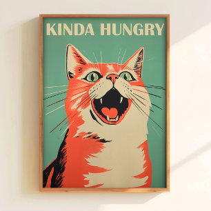 Etwas hungrige Katzen-Druck-Fun-Küchenwand-Kunst P Poster