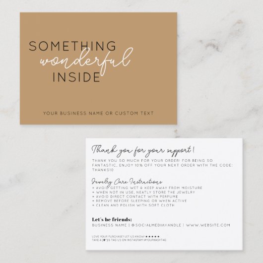 Etwas in Beige dank Juwelenpflege Visitenkarte (Vorne/Hinten)