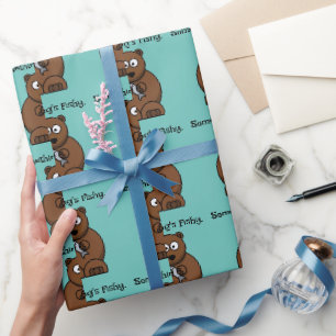 Etwas ist Fishy Funny Brown Bären Cartoon Geschenkpapier
