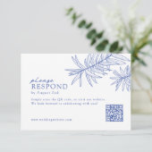 Etwas Minimalistischer botanischer QR-Code RSVP Karte (Stehend Vorderseite)