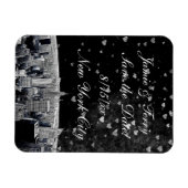Etwas NYC Skyline #2 Black Wt Heart Save the Date Magnet (Horizontal)