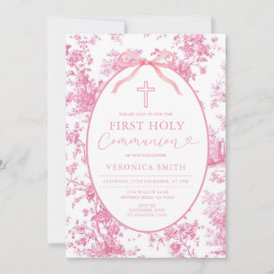 Etwas Rosa Vintage Toile Erste Heilige Kommunion Einladung