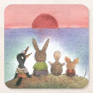 Etwas rot rechteckiger pappuntersetzer