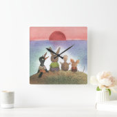 Etwas Rotes Quadratische Wanduhr (Zuhause)