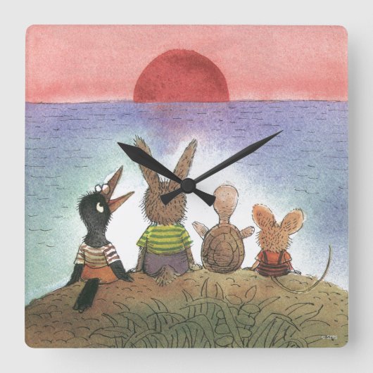 Etwas Rotes Quadratische Wanduhr (Vorderseite)