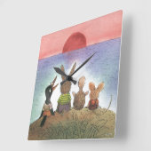 Etwas Rotes Quadratische Wanduhr (Winkel)