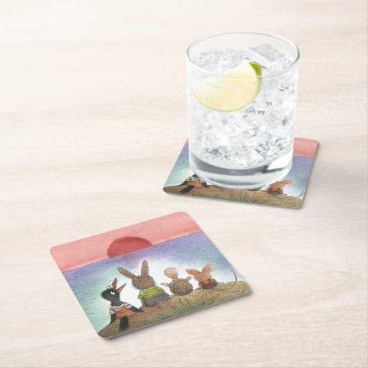 Etwas Rotes Rechteckiger Pappuntersetzer (Vor Ort)