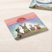 Etwas Rotes Rechteckiger Pappuntersetzer (angewinkelt)