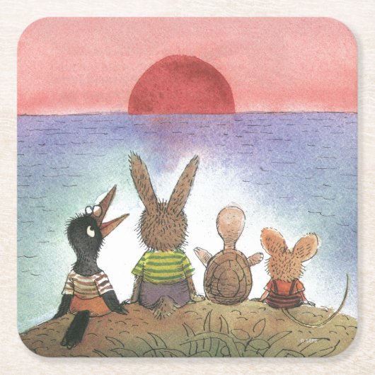 Etwas Rotes Rechteckiger Pappuntersetzer (Vorderseite)