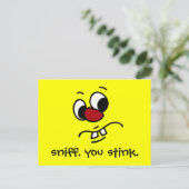 Etwas Stinkes Gesicht Grumpy Postkarte (Stehend Vorderseite)