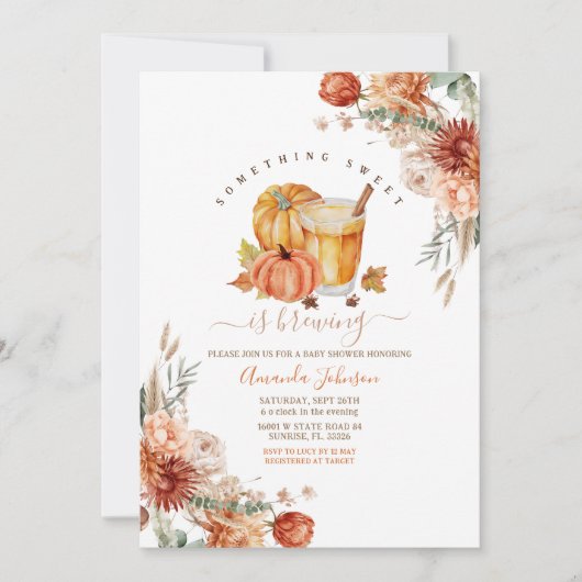 Etwas Süßes ist das Brennen von Floral Fall Babydu Einladung (Vorderseite)