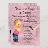 Etwas Süßes kommt auf die Einladung der Babydusche (Vorne/Hinten)