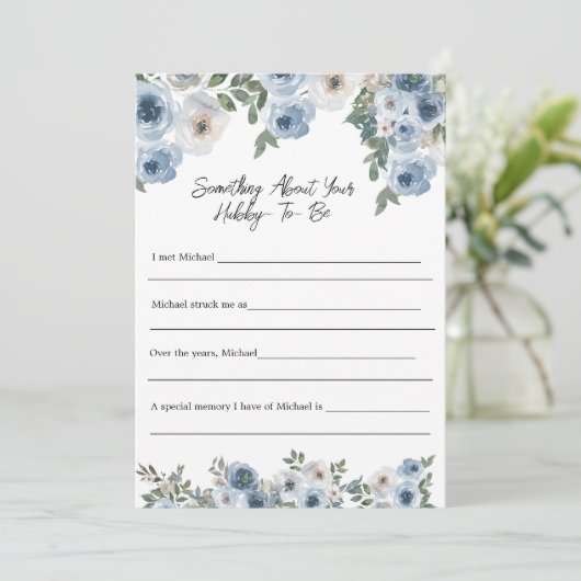 Etwas über die Hubby Brautparty Game Card Einladung (Stehend Vorderseite)