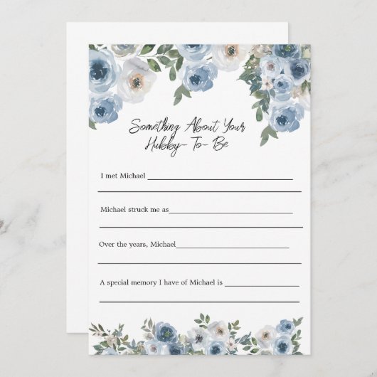 Etwas über die Hubby Brautparty Game Card Einladung (Vorne/Hinten)