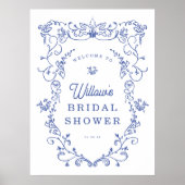 Etwas Viktorianisches blaues Brautparty Willkommen Poster (Vorne)