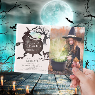Etwas Wicked Brennen Halloween Pink Geburtstag Einladung