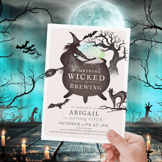 Etwas Wicked Brennen Halloween Pink Geburtstag Einladung