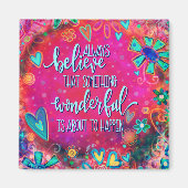 Etwas Wunderbares Rosa Herz, florale Inspirivität Magnet (Vorne)