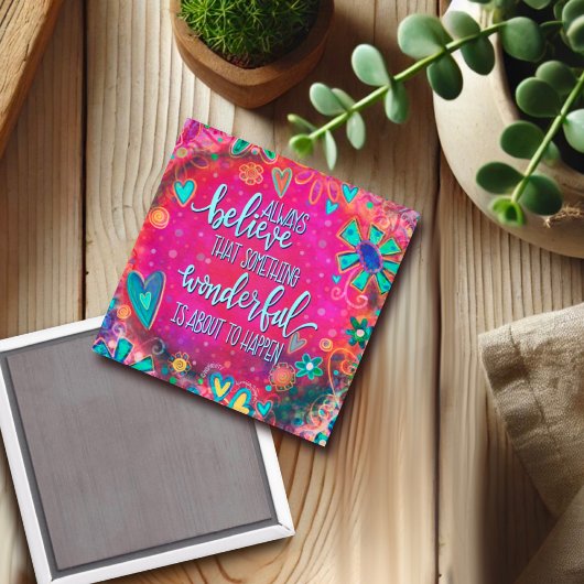 Etwas Wunderbares Rosa Herz, florale Inspirivität Magnet