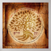 Etz Chayim - Lebensbaum auf dem Holzeffekt Poster (Vorne)