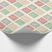 Etzeichen - Koralle, Pfirsich, Grün, grau Geschenkpapier (Ecke)