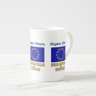 EU-Flagge Blau Personalisierung Porzellantasse