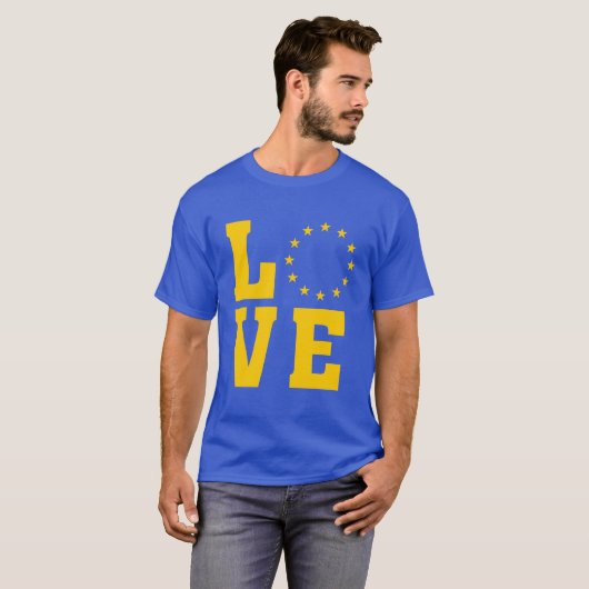 EU-Flagge, europäische Gewerkschaft, LIEBE T-Shirt (Vorne ganz)