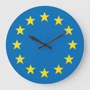 EU-Flagge (Europäische Gewerkschaft) rund um die U Große Wanduhr