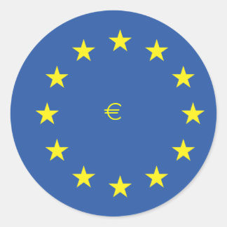 EU-Flagge.mit EURO-Symbol Runder Aufkleber
