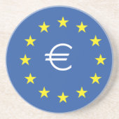 EU-Flagge.mit EURO-Symbol Sandstein Untersetzer (Vorne)