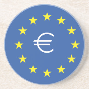 EU-Flagge.mit EURO-Symbol Sandstein Untersetzer