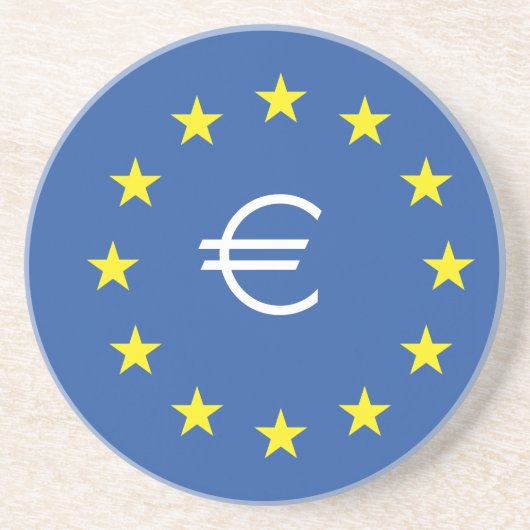 EU-Flagge.mit EURO-Symbol Sandstein Untersetzer (Vorne)