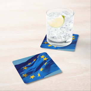 EU-Flagge Rechteckiger Pappuntersetzer