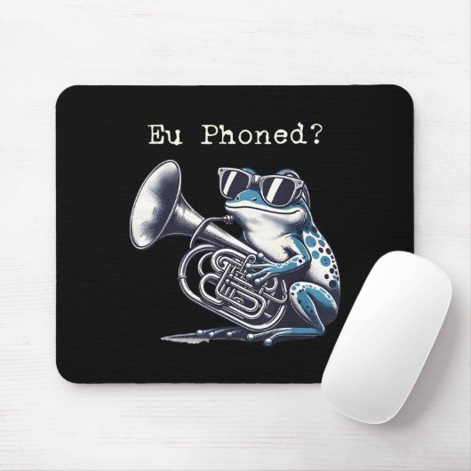 Eu Phoned Funny Euphonium Frog Music Band Pun Mousepad (Mit Mouse)