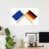 EU und Deutschland überquerten Flaggen Poster (Heimbüro)