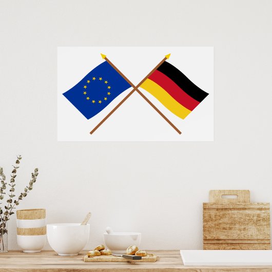 EU und Deutschland überquerten Flaggen Poster (Küche)