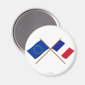 EU und Frankreich überquerten die Flaggen Magnet (Vorderseite/Rückseite)