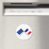 EU und Frankreich überquerten die Flaggen Magnet (In Situ (Geschirrspüler))