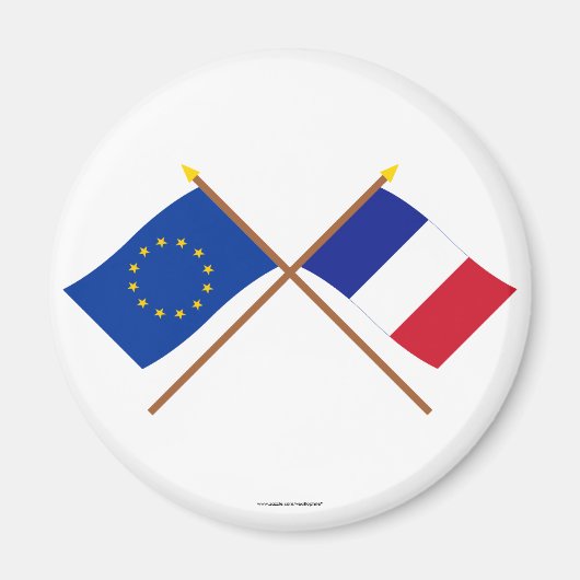 EU und Frankreich überquerten die Flaggen Magnet (Vorne)