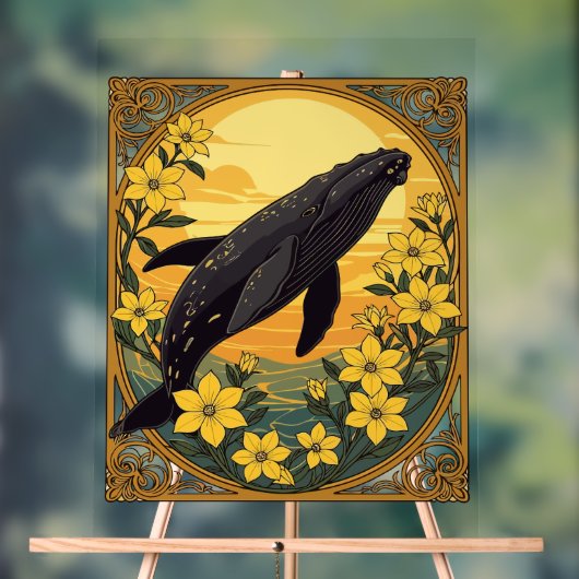 Eubalaena glacialis und Yellow Jasmine-Blume Acrylschild (Neutral)