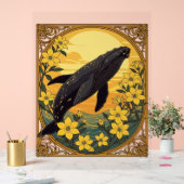 Eubalaena glacialis und Yellow Jasmine-Blume Acrylschild (Hochzeit)