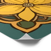 Eubalaena glacialis und Yellow Jasmine-Blume Poster (Ecke)