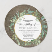 Eucalpytus foliage Watercolor Wedding Round Einladung (Vorne/Hinten)