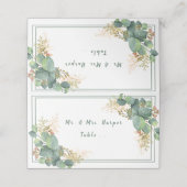 Eucalyptu Gold Filigree Platzkarte (Außenseite Aufgefaltet)