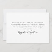 Eucalyptus 3 Foto Baby Birth Stats Dankeskarte (Rückseite)