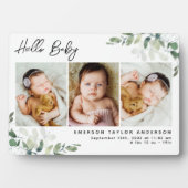 Eucalyptus 3 Foto Baby Birth Stats Keepake Fotoplatte (Vorderseite)