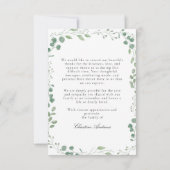 Eucalyptus After Funeral Memorial Sympathy  Dankeskarte (Rückseite)